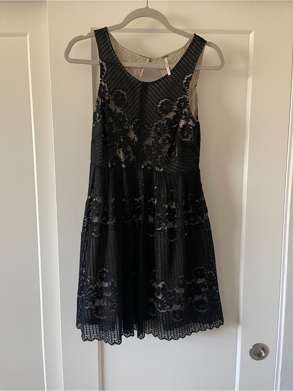 Free People Black Lace Dress with Nude Lining
